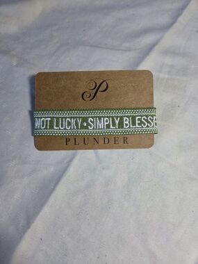 Plunder Green Woven 'Not Lucky · Simply Blessed' Bracelet